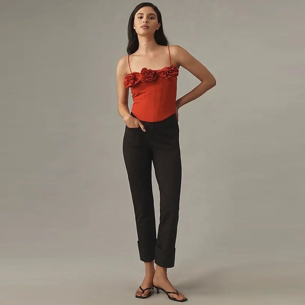 Anthropologie - Maeve - Bombshell Cuff Capri Pants - Black